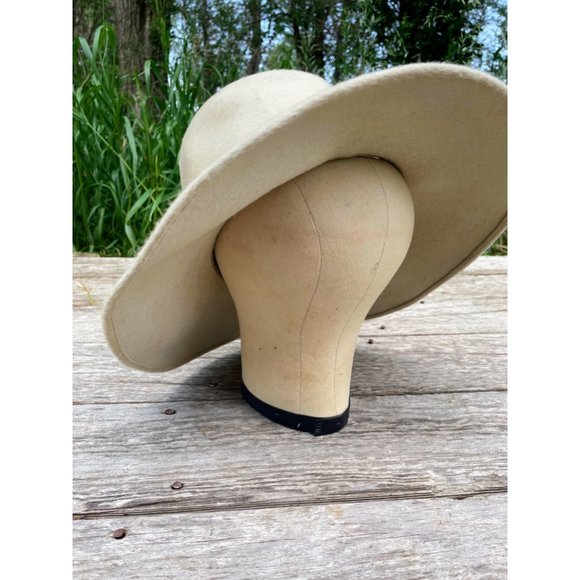 Vintage 1960s Felted Wool Bucket Hat Rhinestone Pearl Band Helios Jan Leslie - Picture 6 of 16